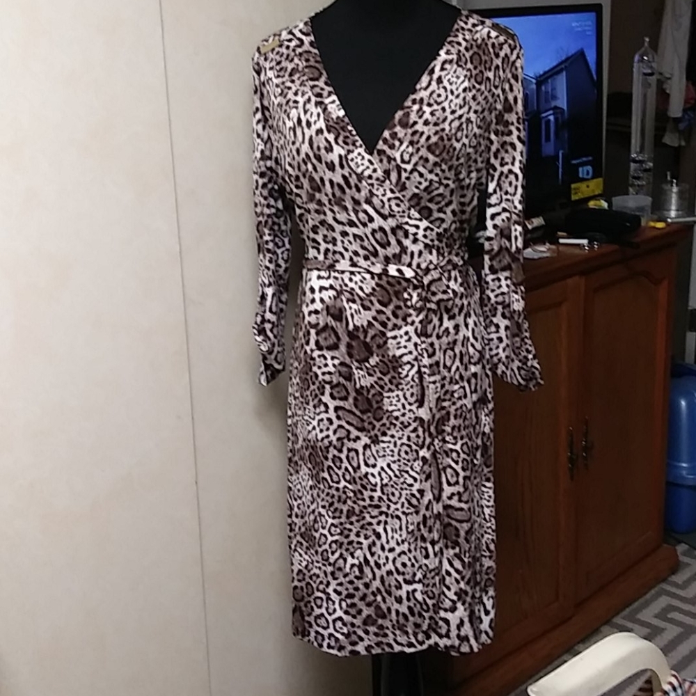 Calvin Klein leopard wrap around dress
